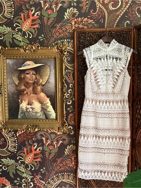 Ministry of Style White Guipure Lace Illusion Dress Size 4